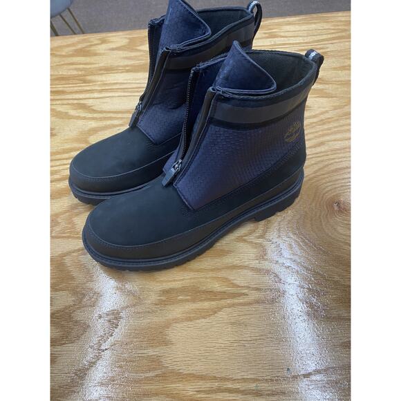 Timberland Women's 7.5 Navy Nubuck Waterproof Front Zip High Top Rain Boots - Picture 1 of 10